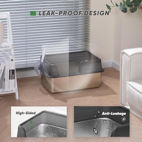 Stainless Steel Large Cat Litter Box with Scoop Y50865