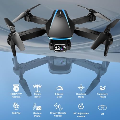 1080P HD Foldable Drone with 2 Batteries and Carrying Case D468