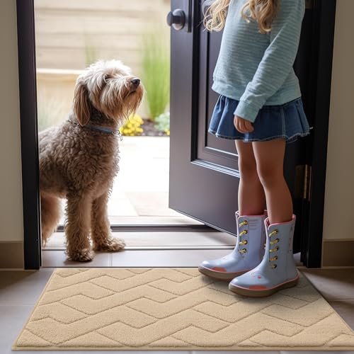 Grey 30x20 Non-Slip Washable Microfiber Dog Door Mat N9230
