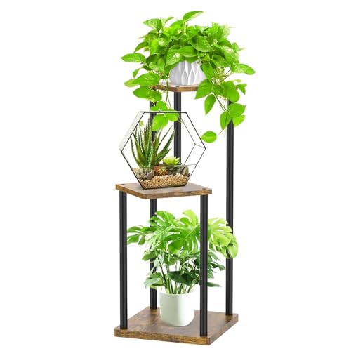 White 6 Tier Metal Wood Plant Stand S919279