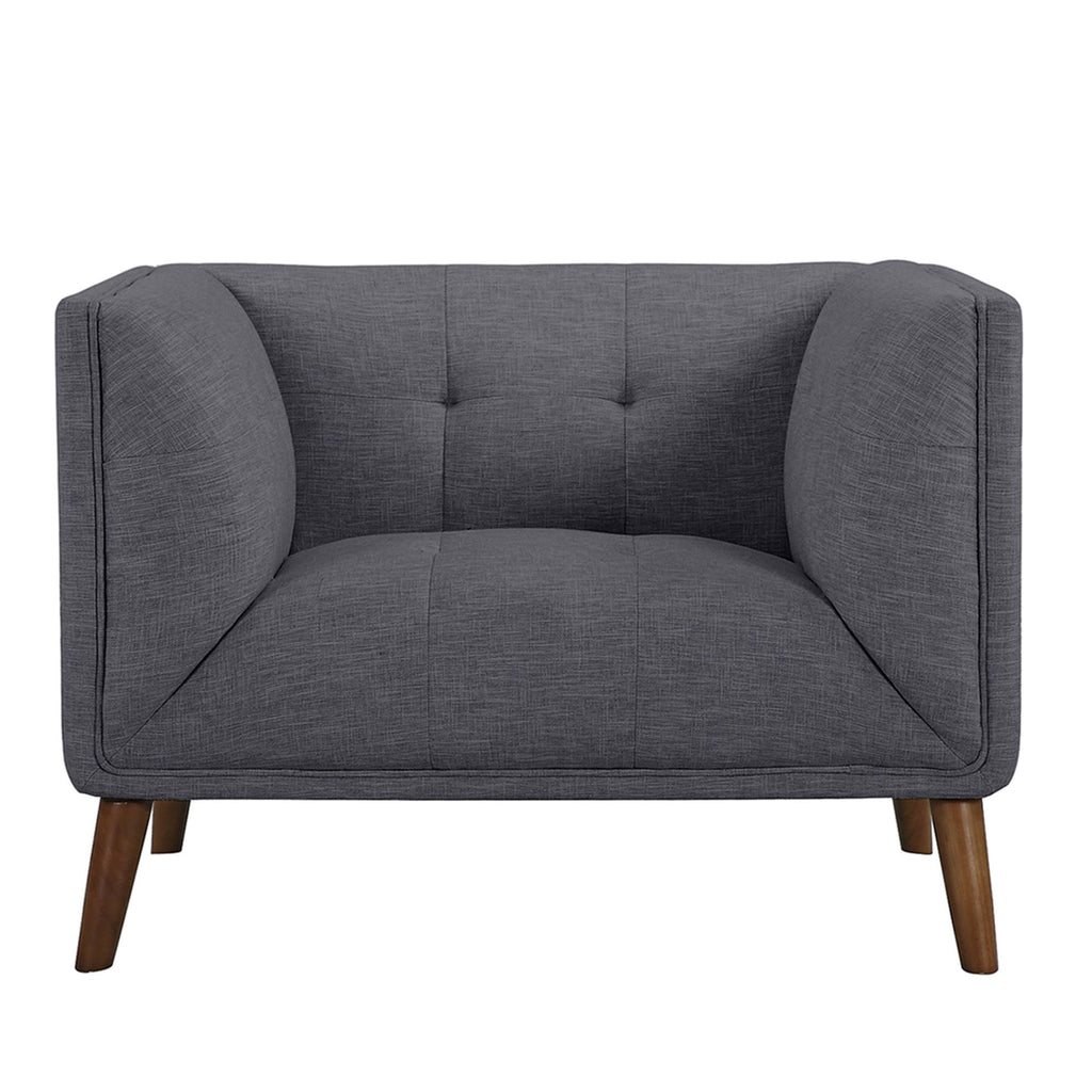 Dark Gray Linen Button-Tufted Chair N130