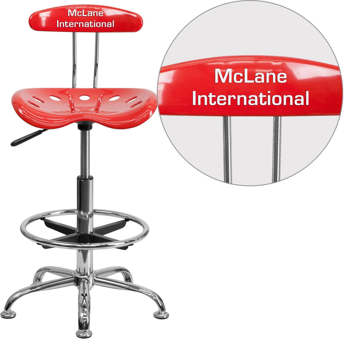 Cherry Tomato and Chrome Drafting Stool with Tractor Seat Q563548