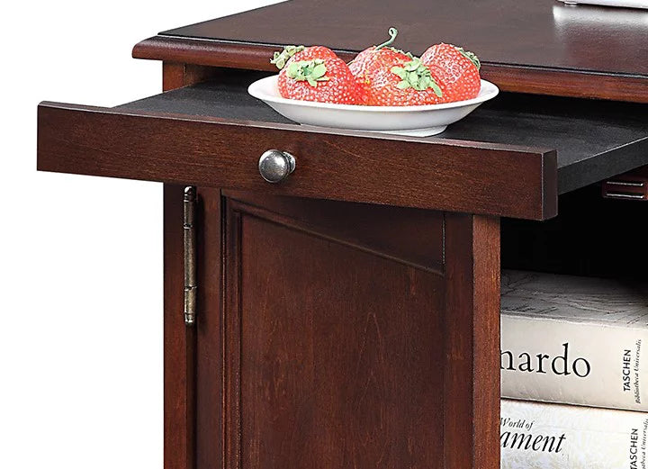 1pc Birch Veneer Side Table with USB Outlet S6383