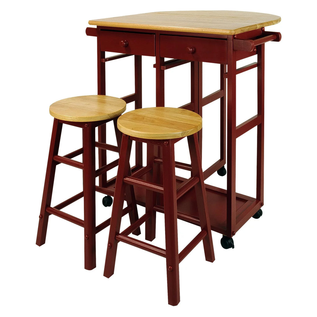 White Kitchen Cart with Drop-Leaf Table E2468