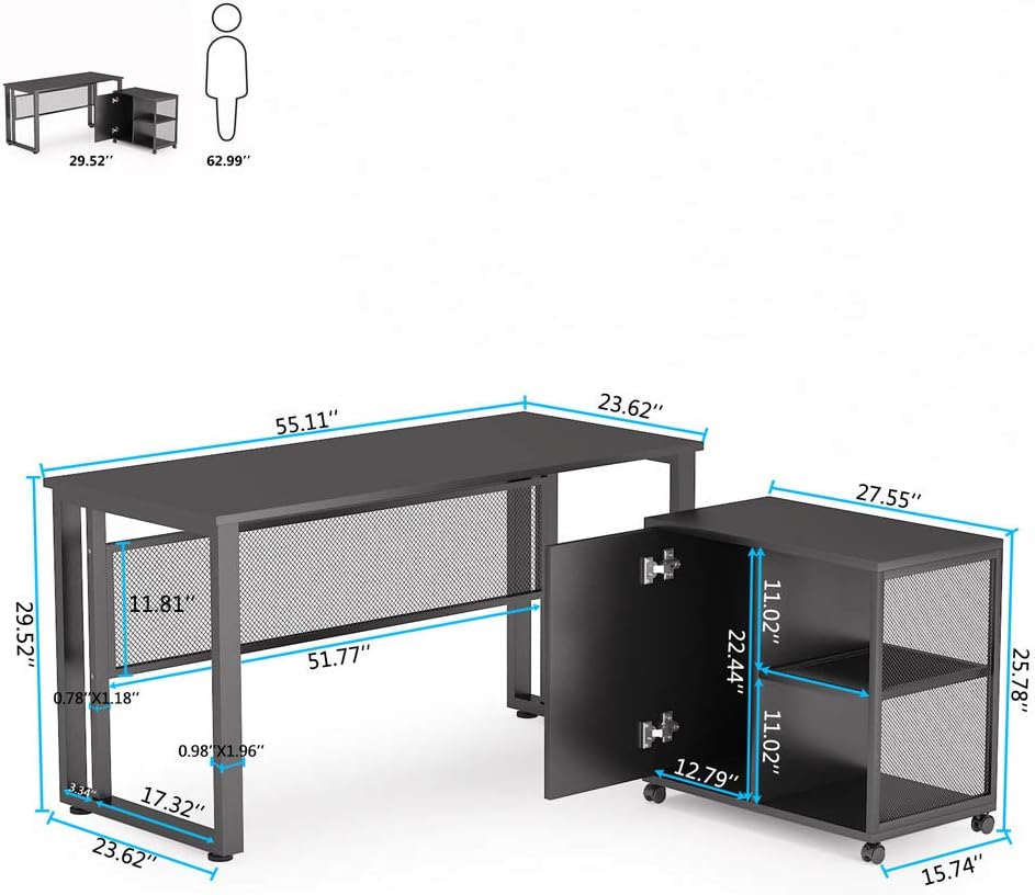 L-Shaped Computer Desk with File Cabinet K519708