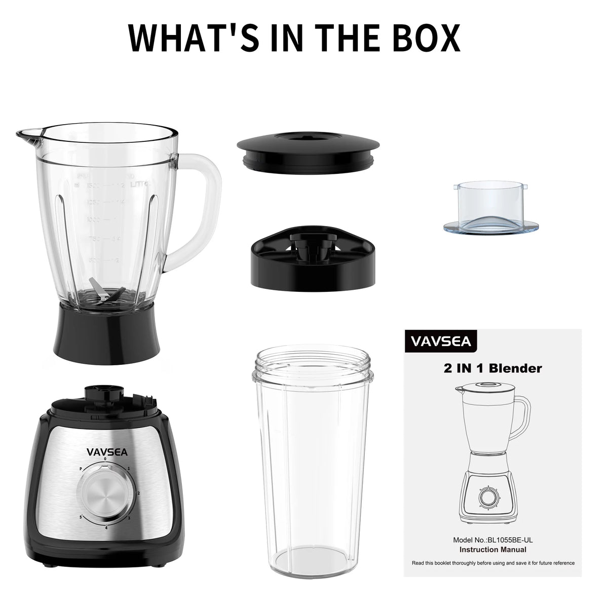 1000W 5 Speed Countertop Blender with 51oz Glass Jar M616724