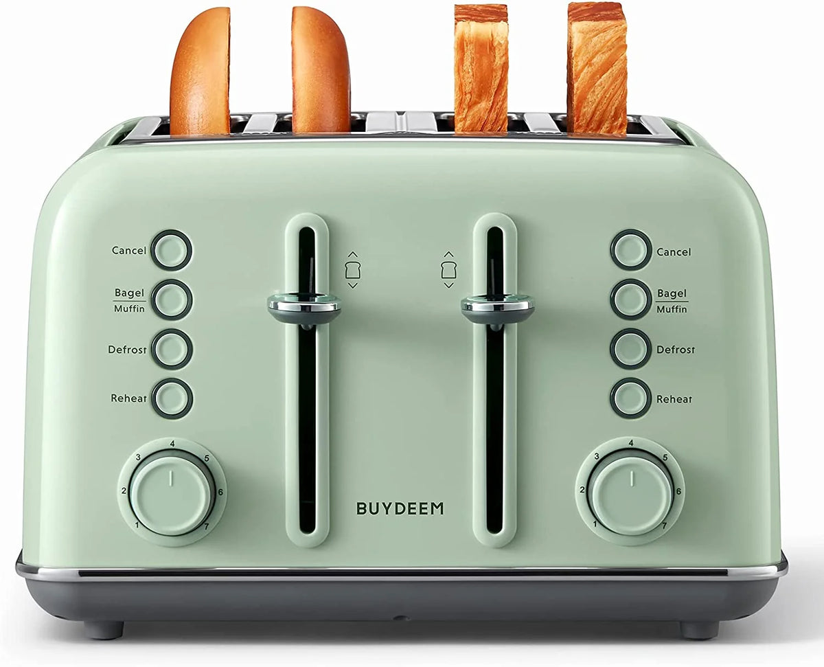 Retro Stainless Steel Toaster with Extra Wide Slots S556986