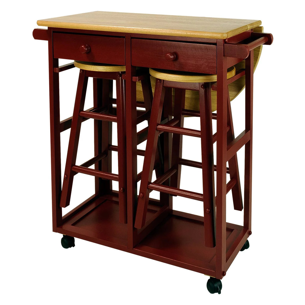 White Kitchen Cart with Drop-Leaf Table E2468