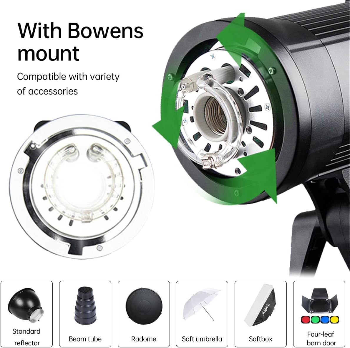 2-Pack 800Ws Photo Studio Strobe Flash Monolight Kit with Light Stands, Reflectors, Barndoor Kits T619055