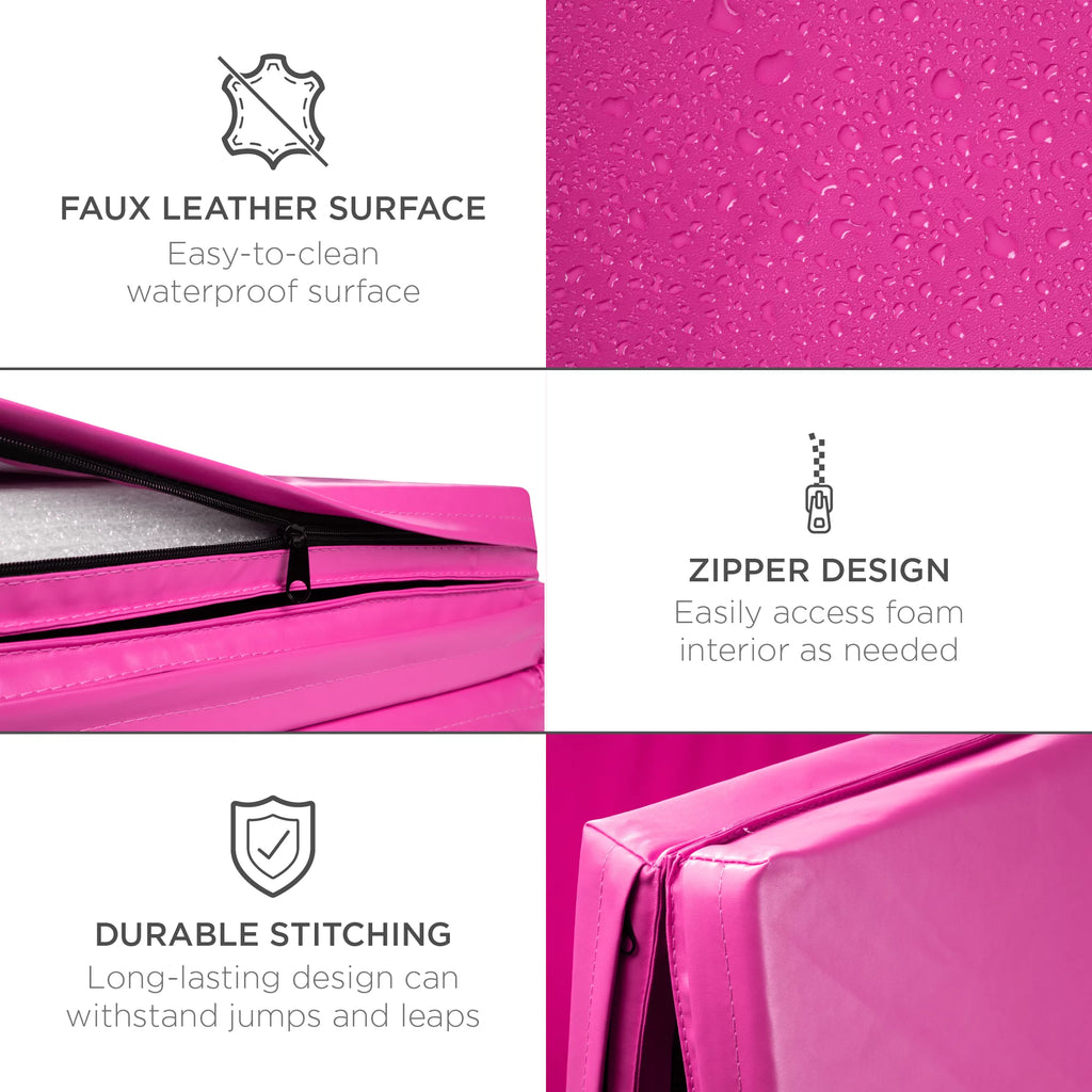 Pink 4-Panel Folding Gymnastics Mat M84335