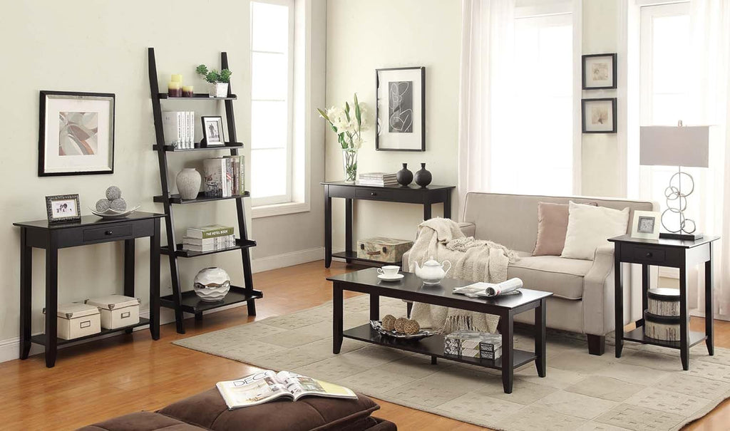 Black Hall Table with Drawer and Shelf S7752