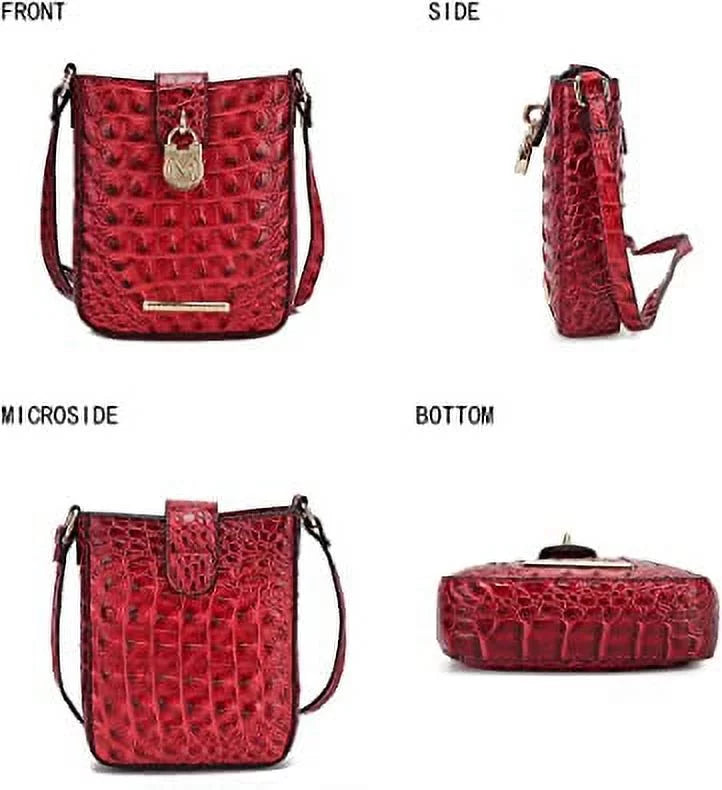 Faux Crocodile Embossed Vegan Leather Crossbody Bag K142