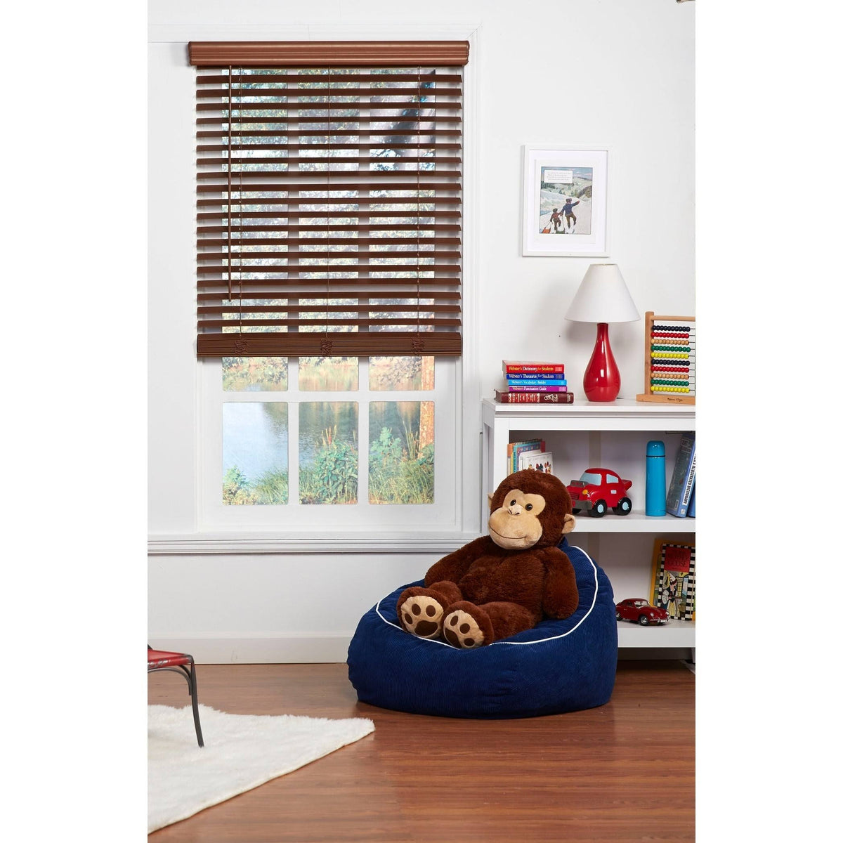 Dark Oak Cordless Faux Wood Blind Y2477