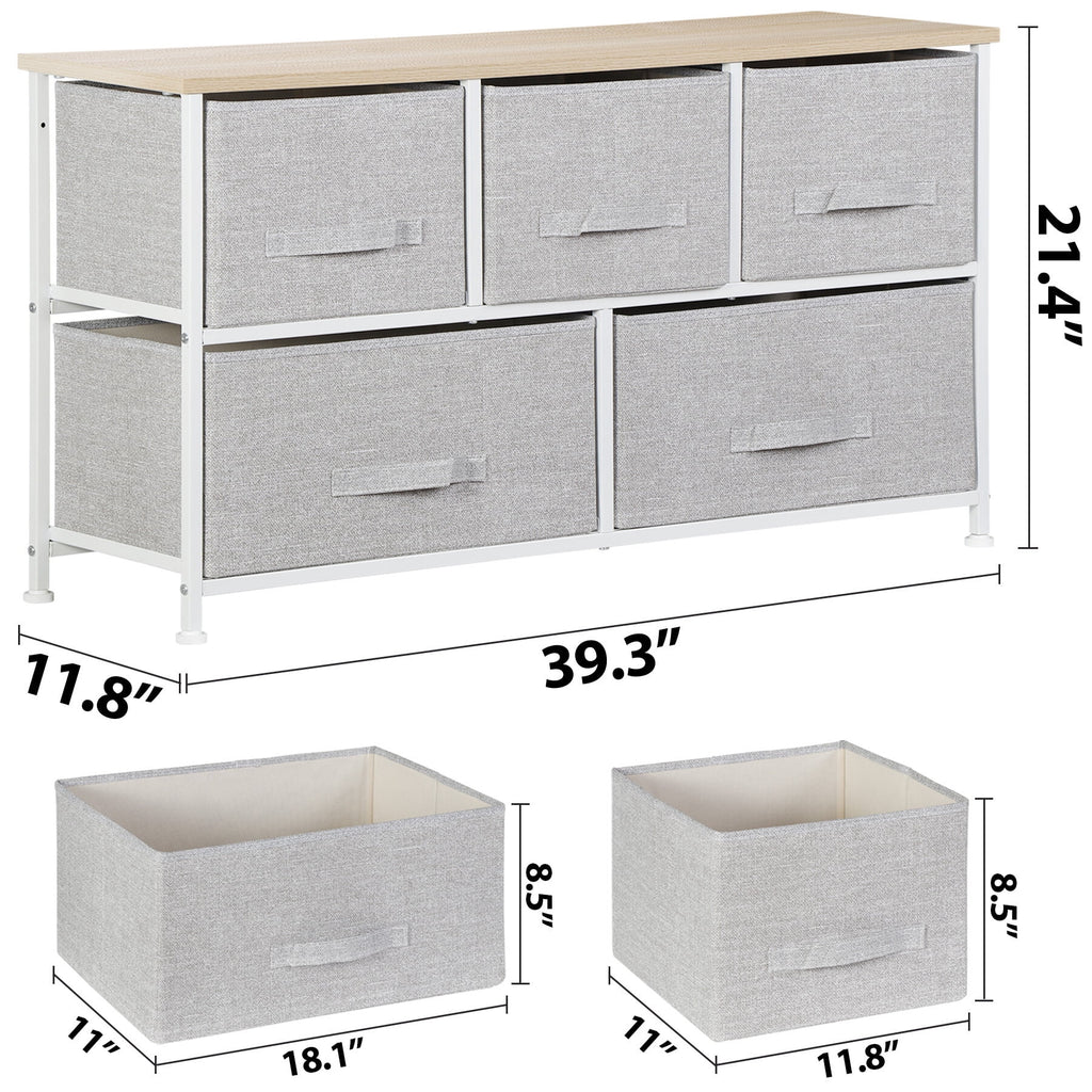 Brown 5 Drawer Fabric Dresser A9717
