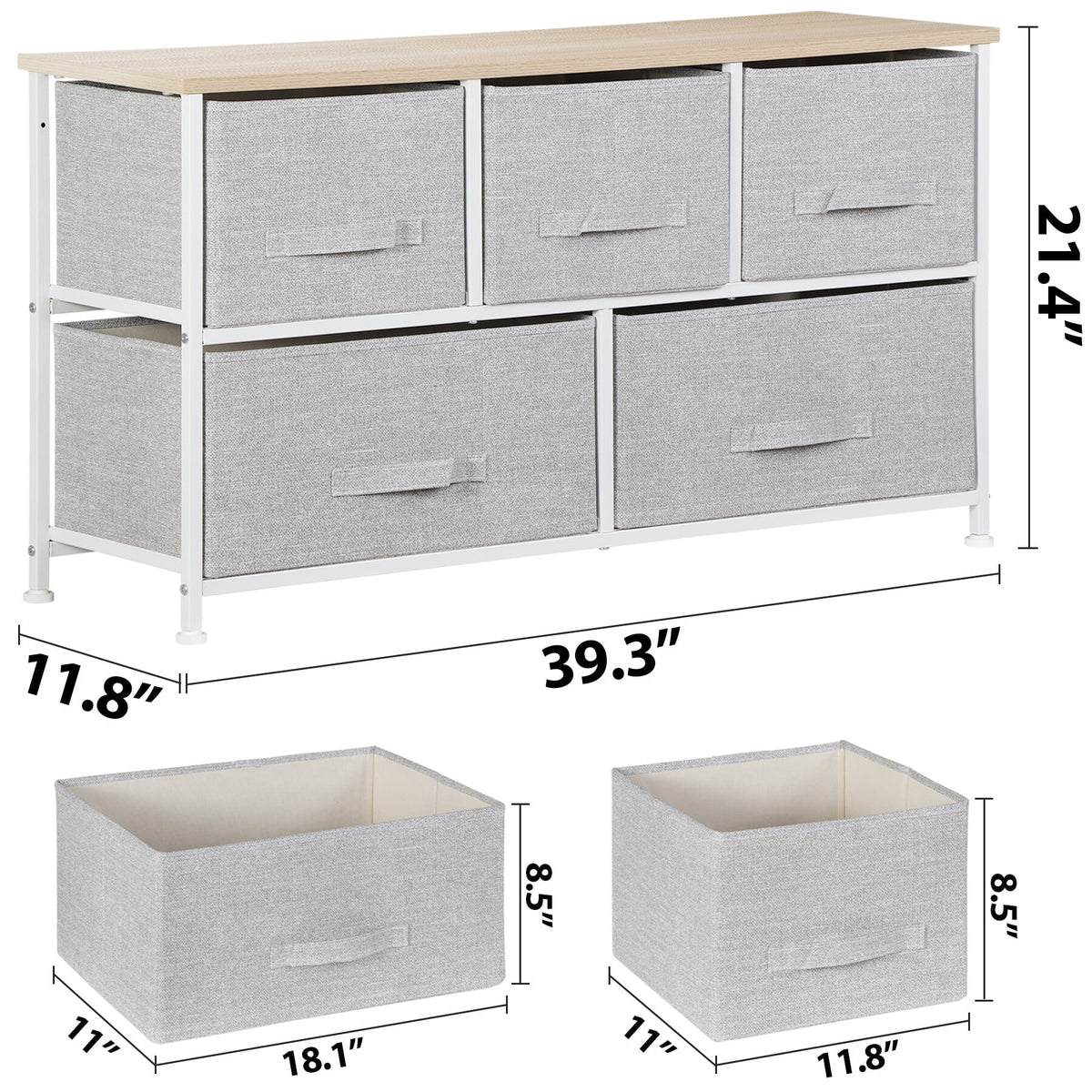 Brown 5 Drawer Fabric Dresser A9717