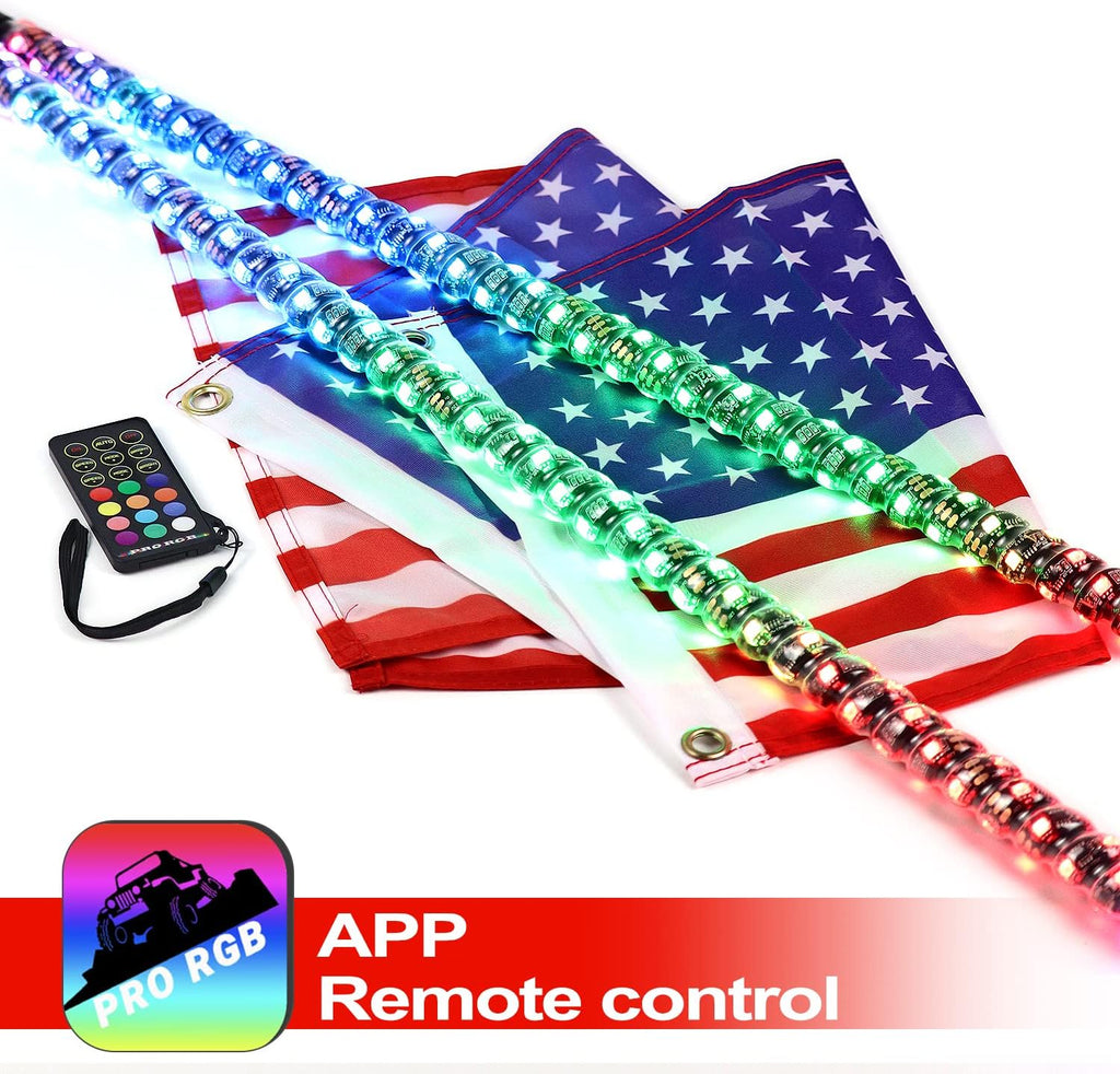 2 Pack Lighted Whips with Remote and App Control G29933
