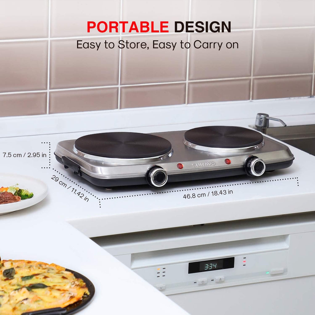 1800W Stainless Steel Electric Double Burner Hot Plate O229185