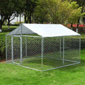 Black Metal Outdoor Dog Kennel with Waterproof Cover B553373