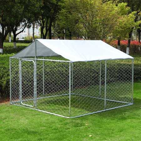 Black Metal Outdoor Dog Kennel with Waterproof Cover B553373
