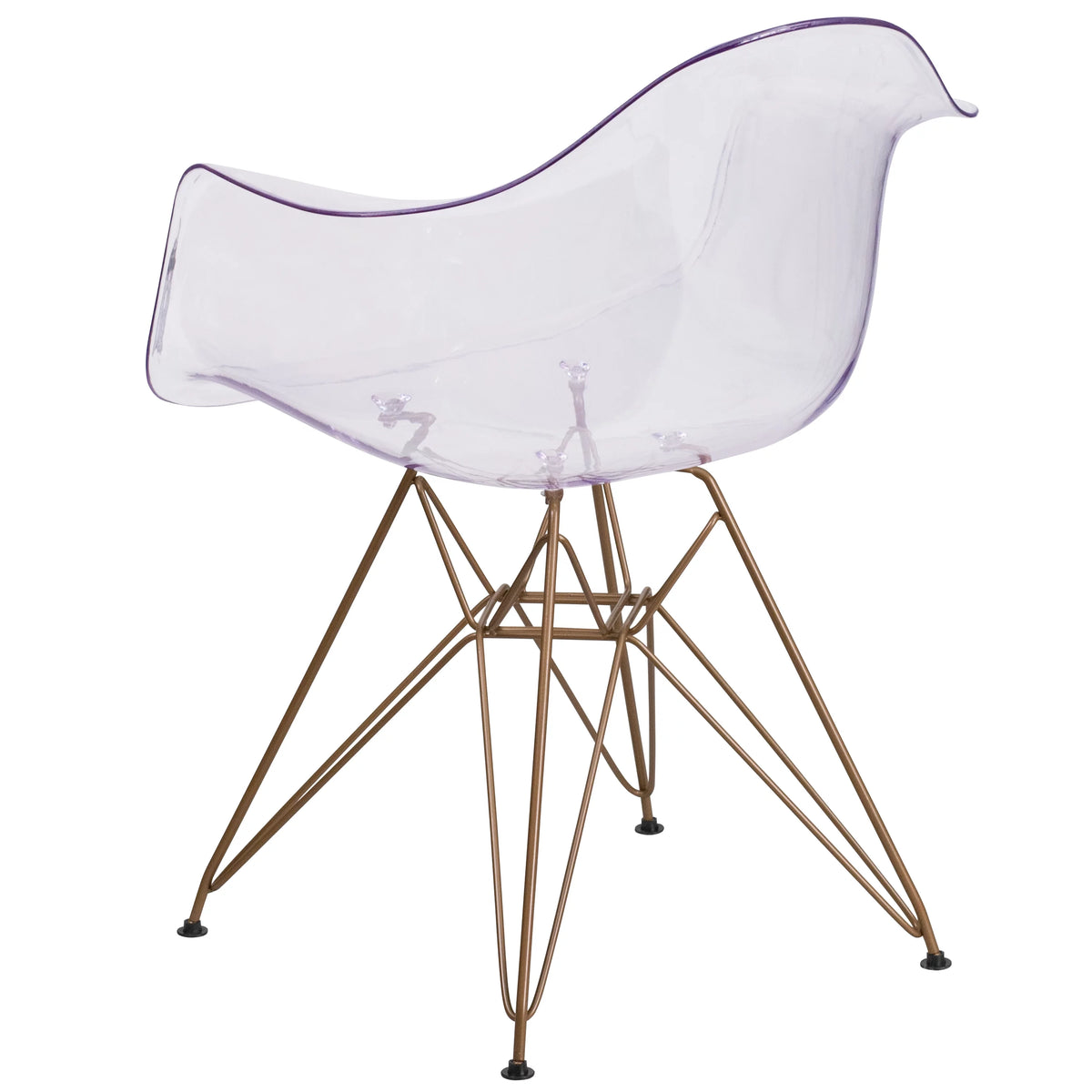 2 Pack Transparent Side Chair with Arms and Gold Base C706324