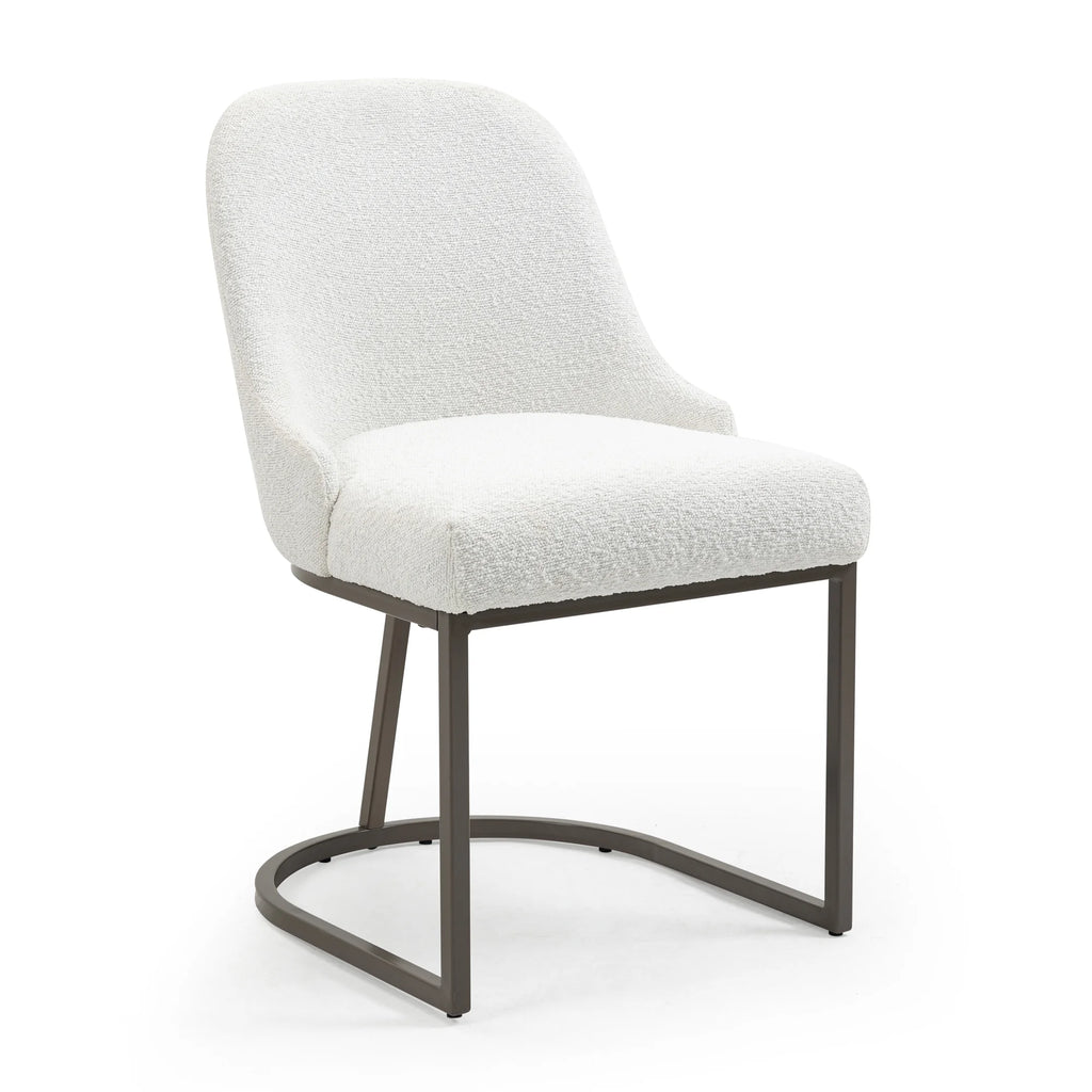 White Black Fabric Iron Dining Chair Set of 2 B2771