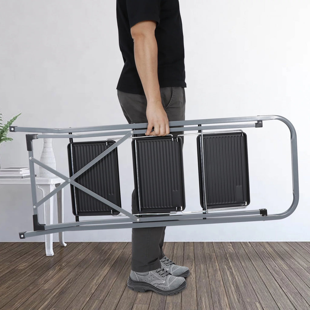 Folding 3-Step Steel Ladder with Handgrip Q5410