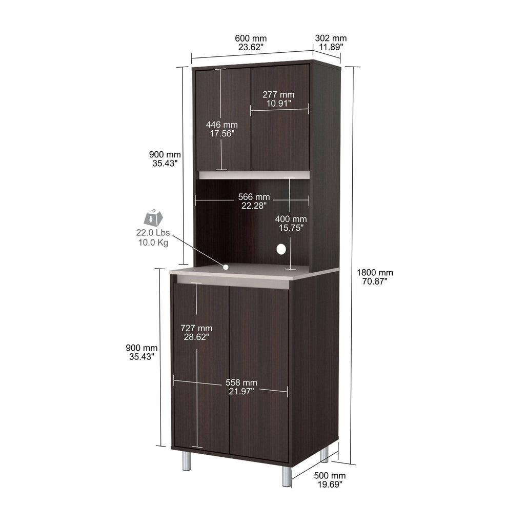 Espresso and Amber Grey 4-Door Cabinet I398