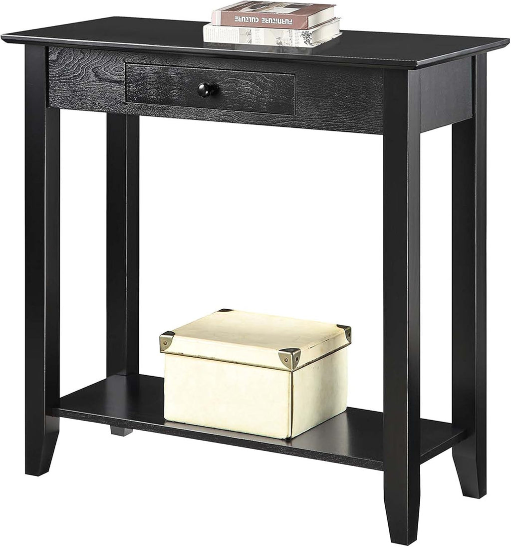 Black Hall Table with Drawer and Shelf S7752