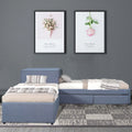 Grey L Shaped Platform Bed with Two Drawers and Built-in Desk D53272