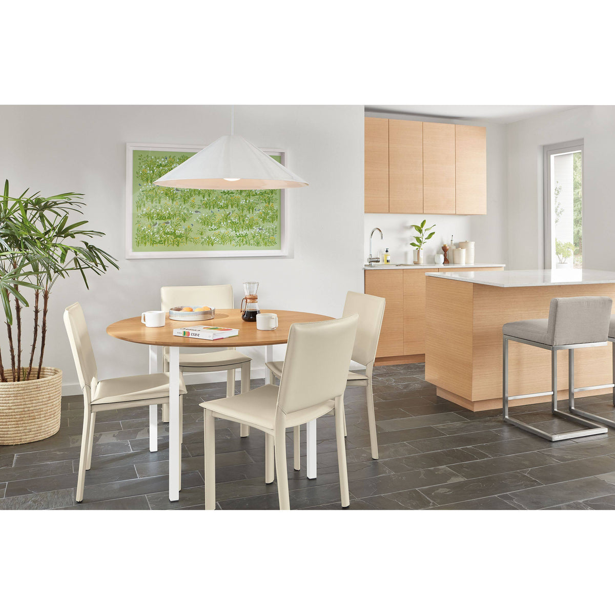 Maple Round Table with White Base X2224