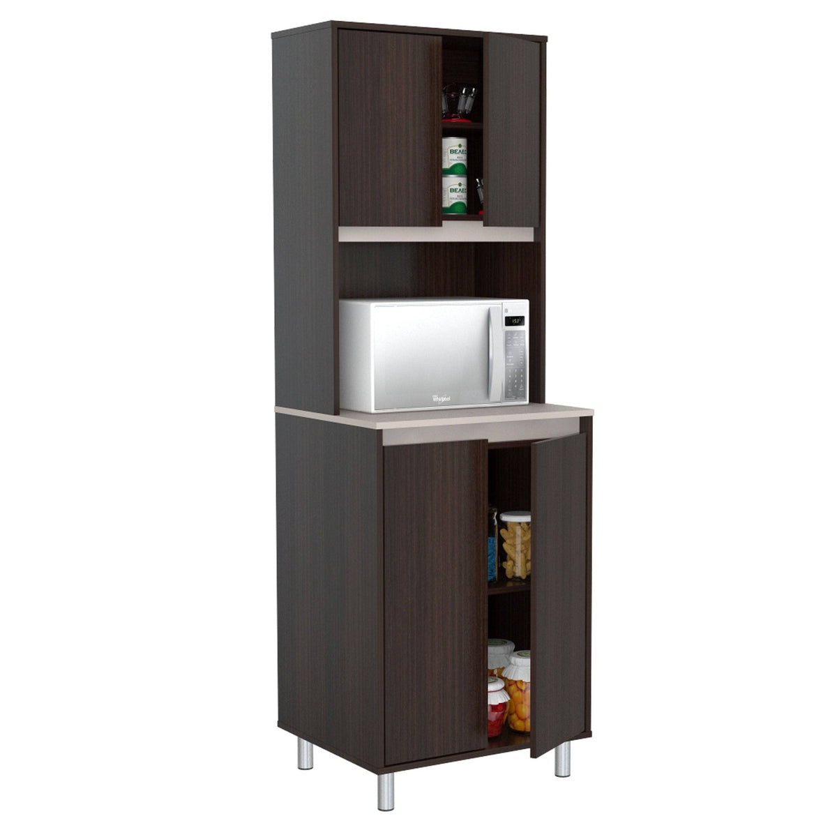 Espresso and Amber Grey 4-Door Cabinet I398