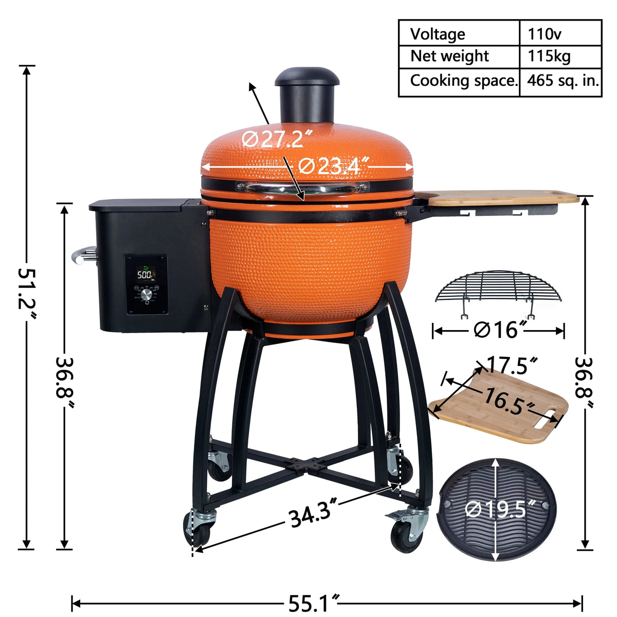 24" Ceramic Pellet Grill 4-in-1 G46046