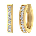 14K Yellow Gold Diamond Hoop Huggies Earrings F1196