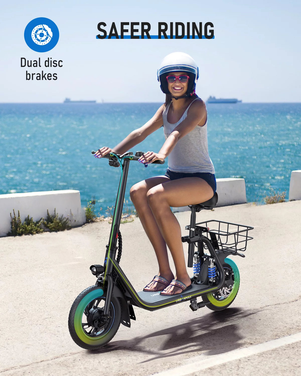 Electric Scooter with Seat and Carry Basket M5289