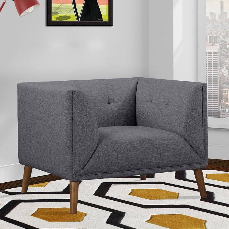 Dark Gray Linen Button-Tufted Chair N130