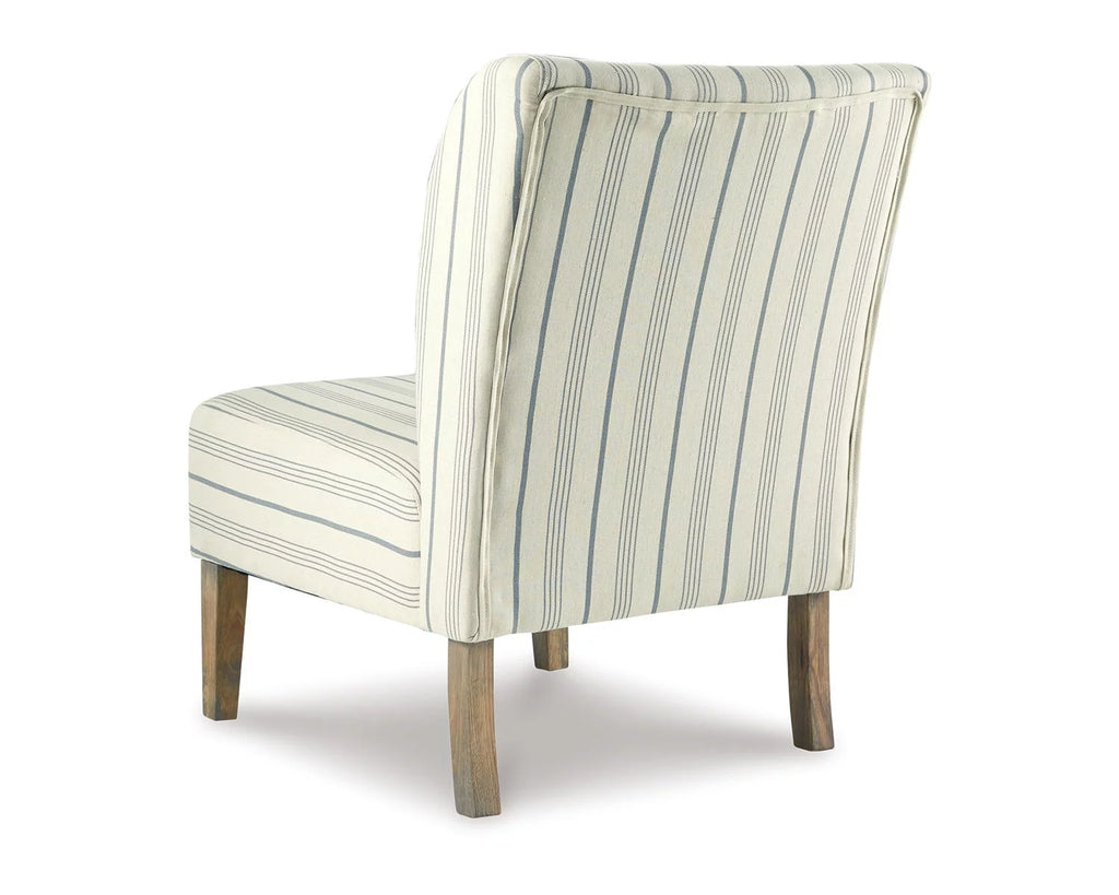 Cream with Blue Pinstripe Armless Accent Chair E477