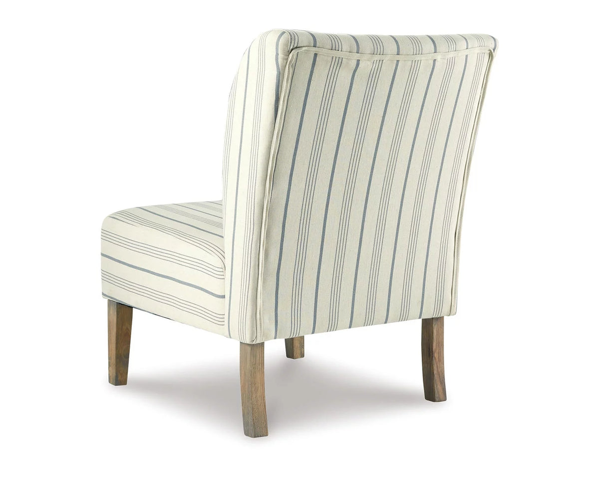 Cream with Blue Pinstripe Armless Accent Chair E477