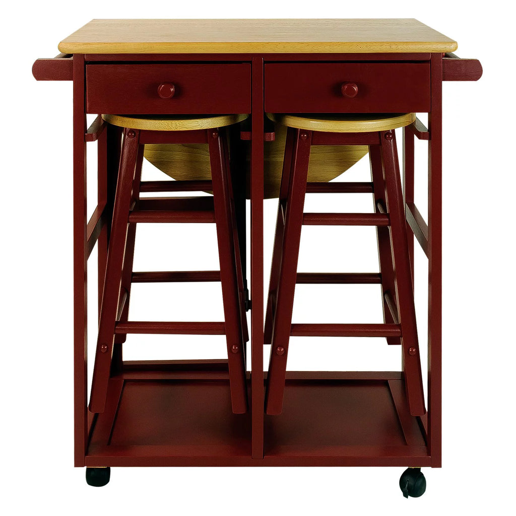 White Kitchen Cart with Drop-Leaf Table E2468