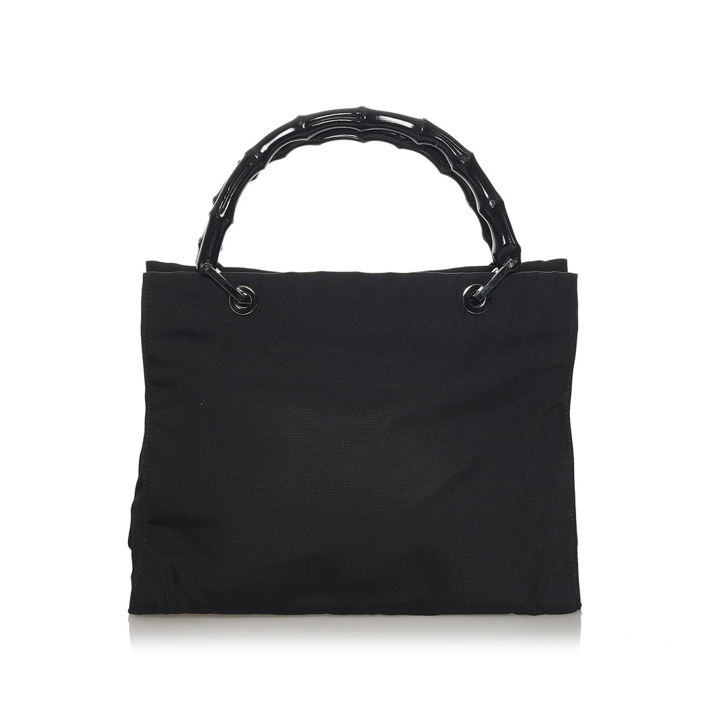 Black Nylon Bamboo Top Handle Handbag S975
