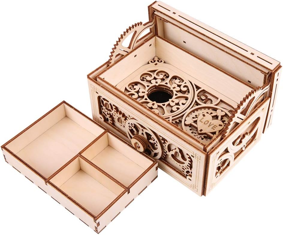 3D Mechanical Treasure Box Wooden Puzzles Pack of 2 H543310