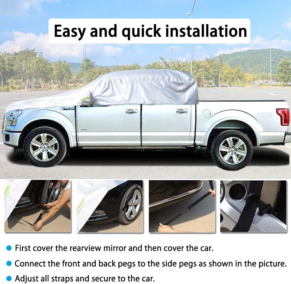 Half Car Cover with Cotton Waterproof Dustproof UV Resistant Snowproof Universal D655