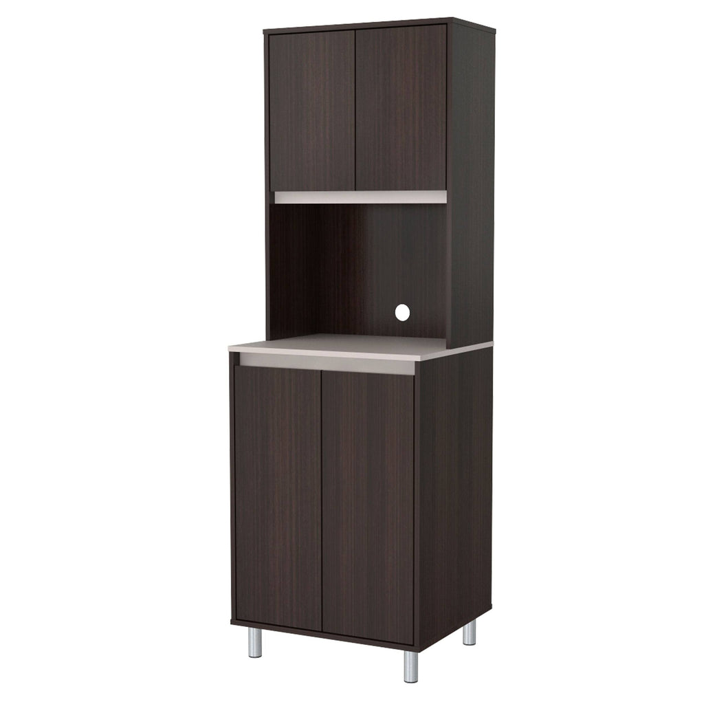 Espresso and Amber Grey 4-Door Cabinet I398