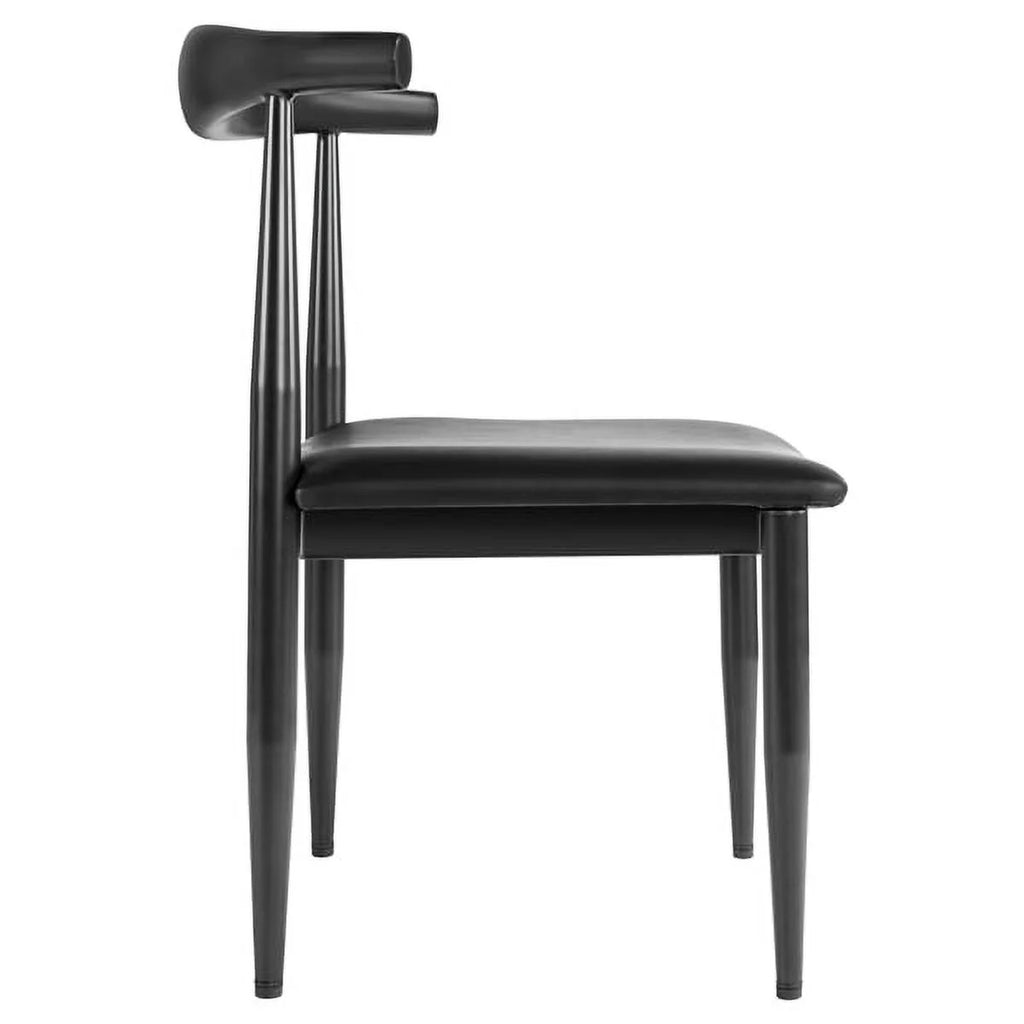Black Faux Leather Armless Dining Chairs Set of 2 G740003