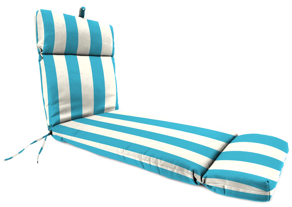 Turquoise Stripe Rectangular Outdoor Chaise Lounge Cushion J9091