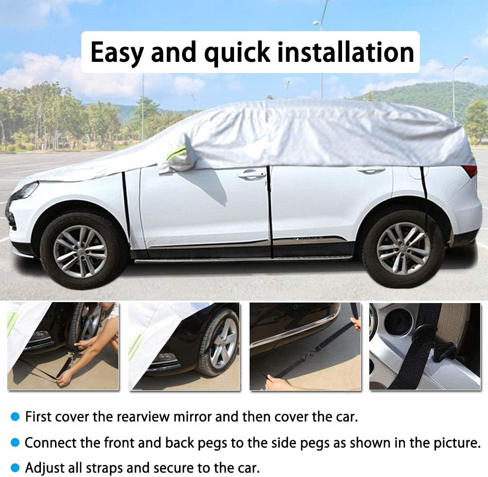 Half Car Cover with Cotton Waterproof Dustproof UV Resistant Snowproof Universal D655
