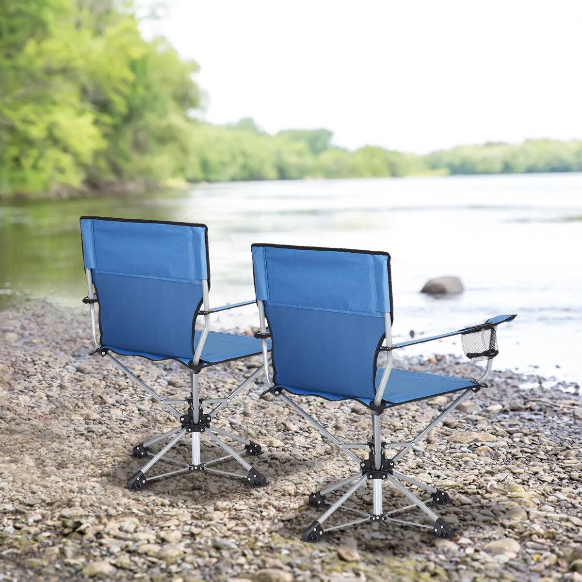 Collapsible Swivel Camping Chair - Blue W777