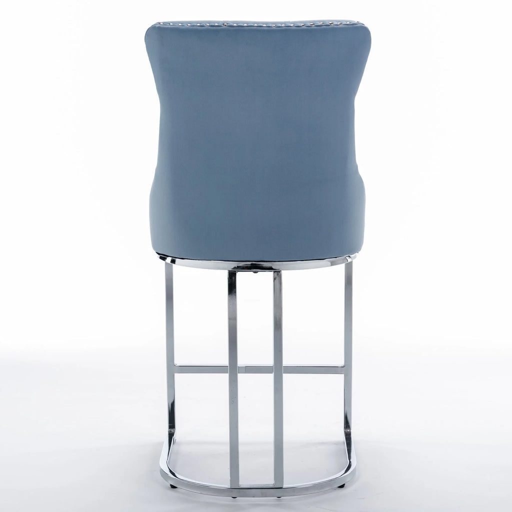 Light Blue Counter Height Bar Stools Set of 2 V8079