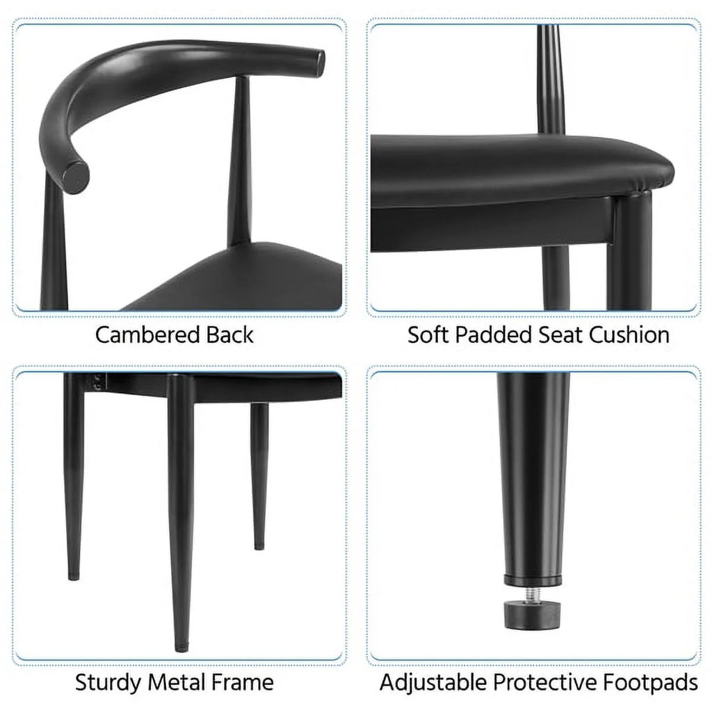 Black Faux Leather Armless Dining Chairs Set of 2 G740003