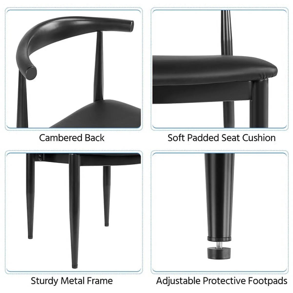 Black Faux Leather Armless Dining Chairs Set of 2 G740003