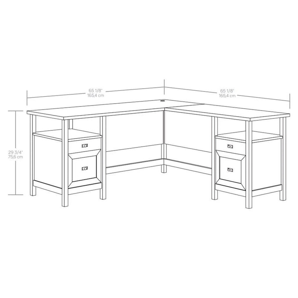 L-Shaped White Engineered Wood Desk F77569